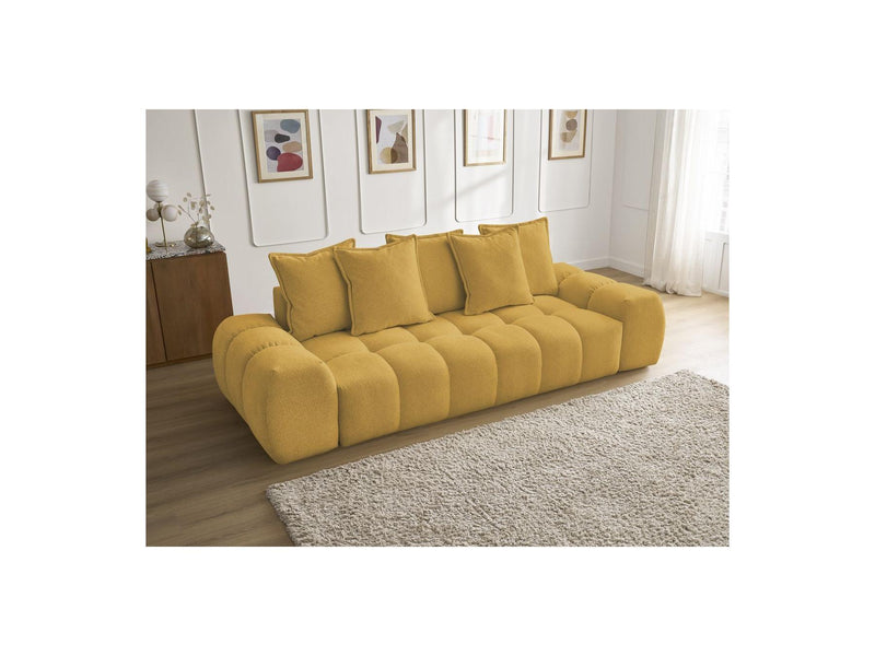 Canapé Droit Fixe 3 Places - Everest - Tissu Chiné - 5 Coussins