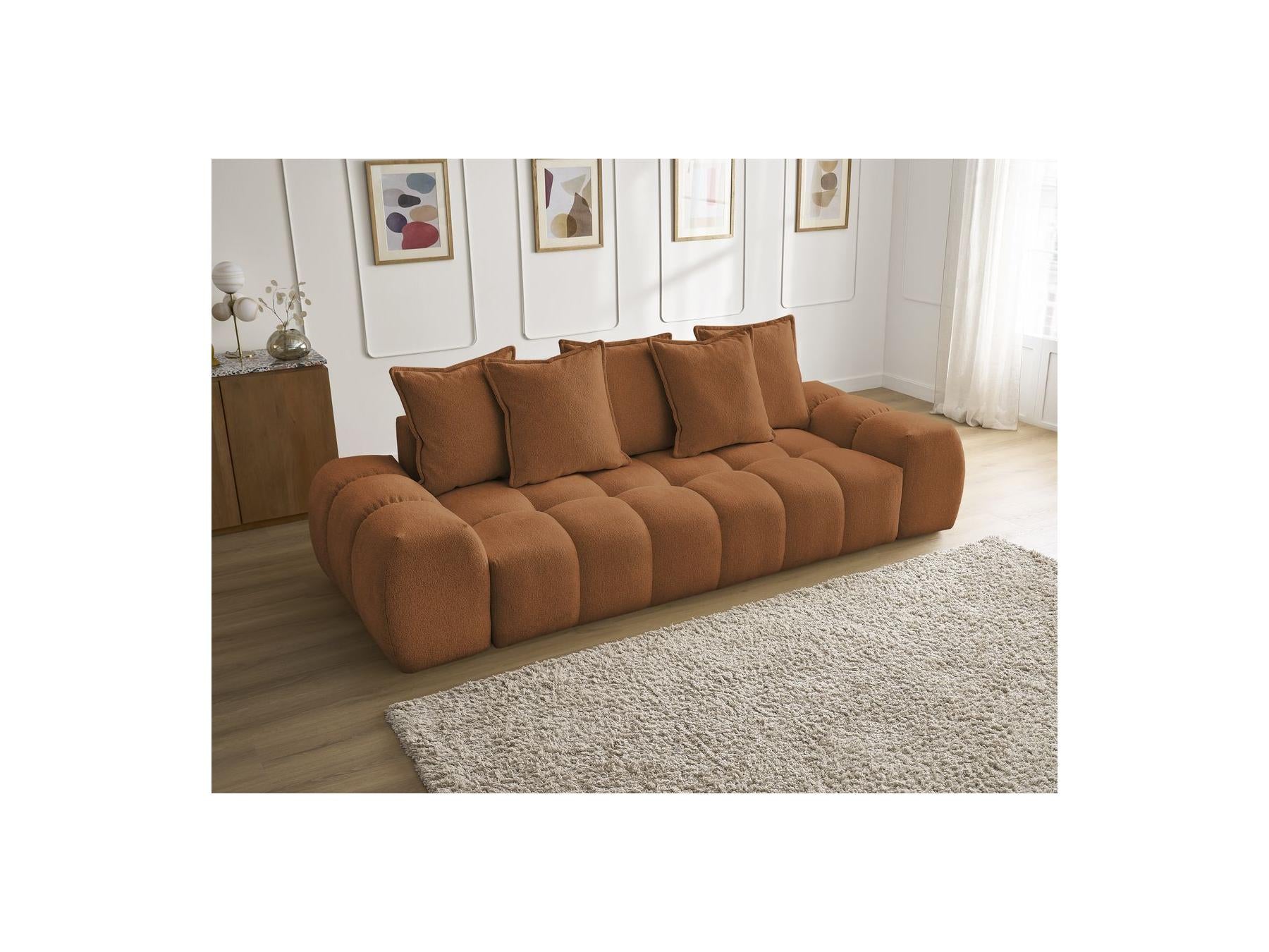 Everest - Fixed Straight 3-Seater Sofa - Mottled Fabric - 5 Cushions