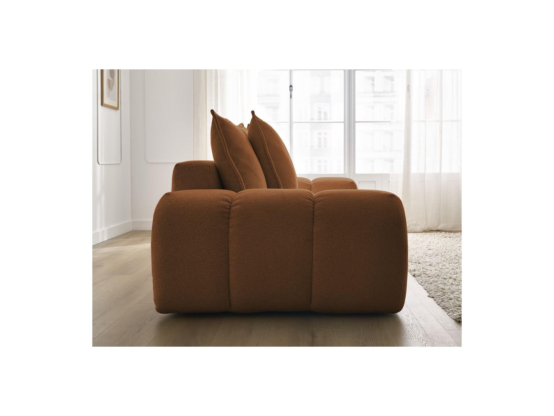 Everest - Fixed Straight 3-Seater Sofa - Mottled Fabric - 5 Cushions