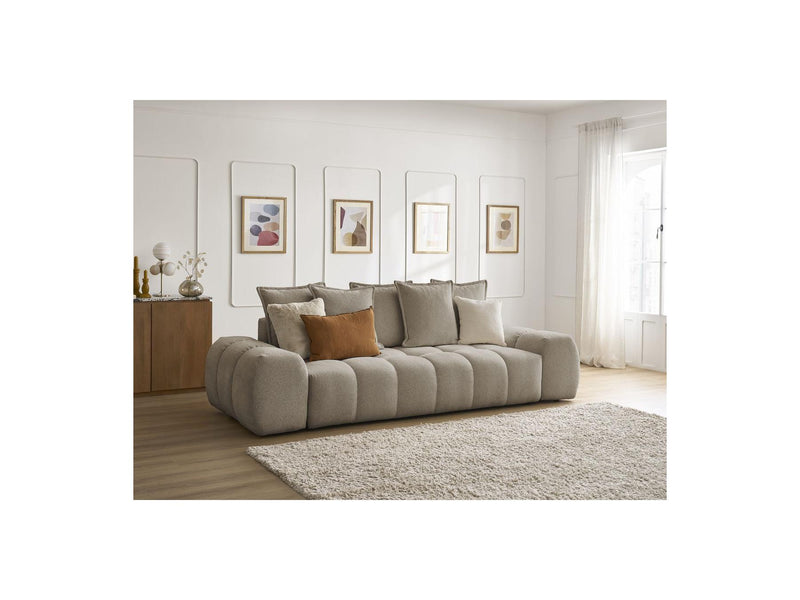 Canapé Droit Fixe 3 Places - Everest - Tissu Chiné - 5 Coussins