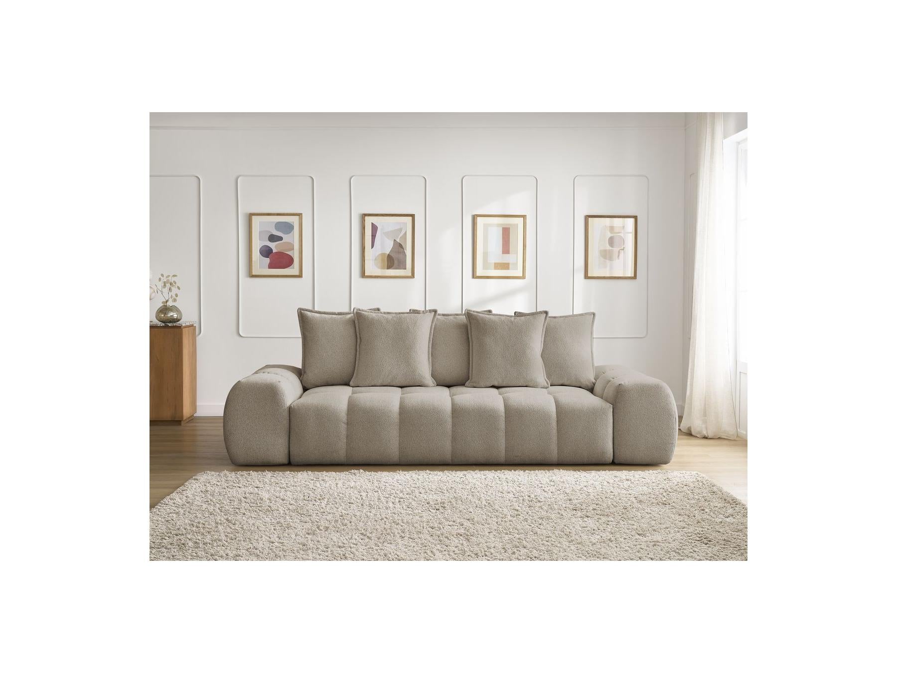 Everest - Fixed Straight 3-Seater Sofa - Mottled Fabric - 5 Cushions
