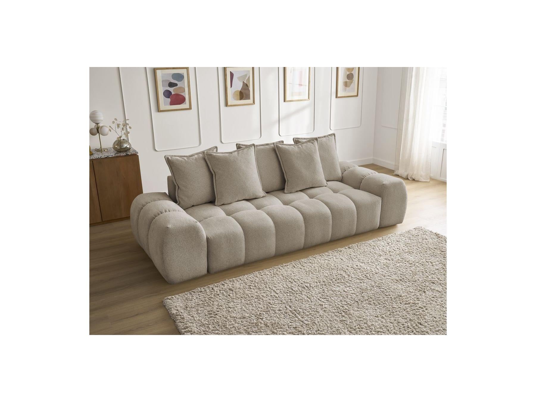 Everest - Fixed Straight 3-Seater Sofa - Mottled Fabric - 5 Cushions