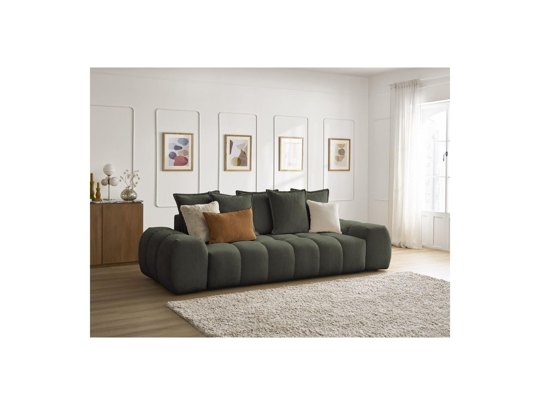 Everest - Fixed Straight 3-Seater Sofa - Mottled Fabric - 5 Cushions