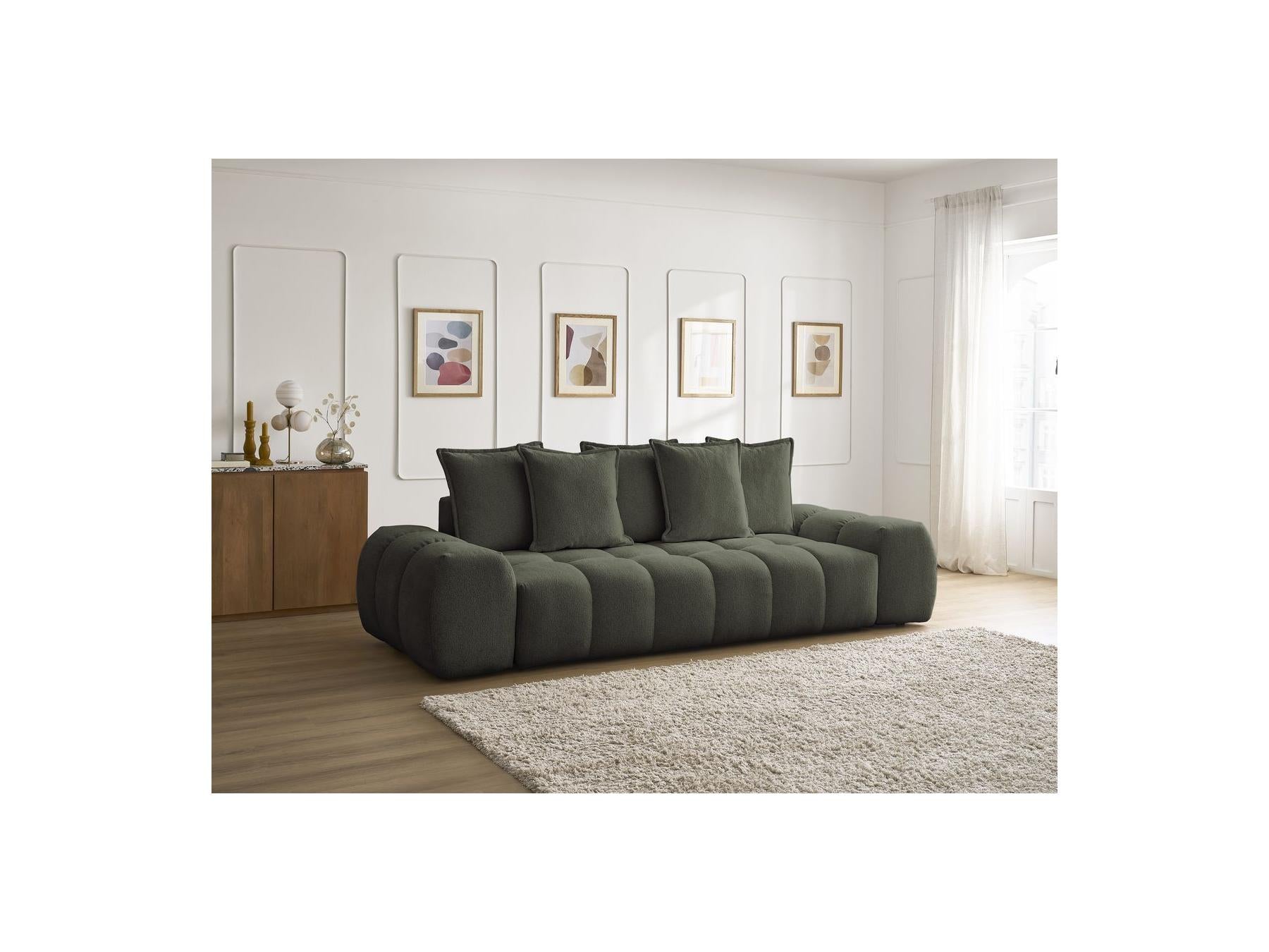 Everest - Fixed Straight 3-Seater Sofa - Mottled Fabric - 5 Cushions