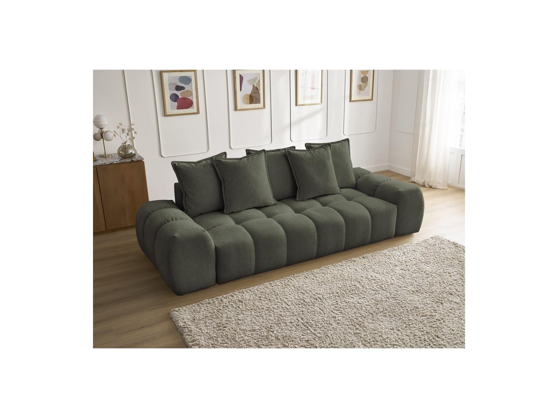 Everest - Fixed Straight 3-Seater Sofa - Mottled Fabric - 5 Cushions