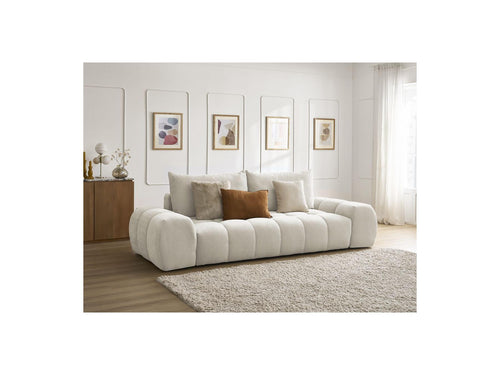 Canapé Droit Fixe 3 Places - Everest - Tissu Texturé - 2 Coussins