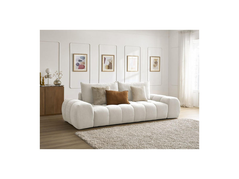 Canapé Droit Fixe 3 Places - Everest - Tissu Texturé - 2 Coussins