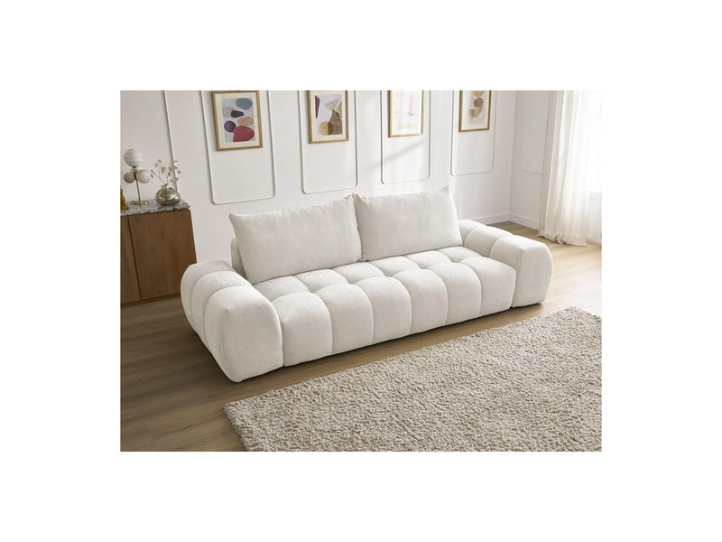 Canapé Droit Fixe 3 Places - Everest - Tissu Texturé - 2 Coussins