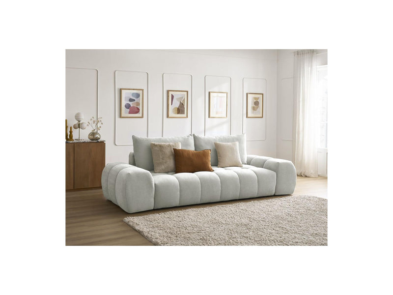 Canapé Droit Fixe 3 Places - Everest - Tissu Texturé - 2 Coussins