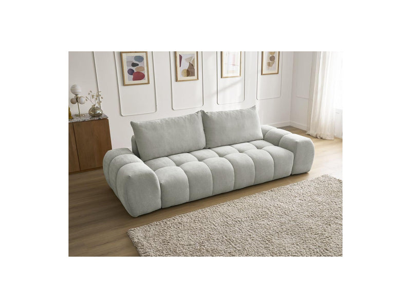 Canapé Droit Fixe 3 Places - Everest - Tissu Texturé - 2 Coussins