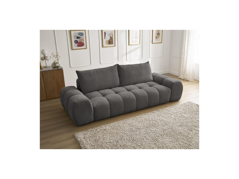 Canapé Droit Fixe 3 Places - Everest - Tissu Texturé - 2 Coussins