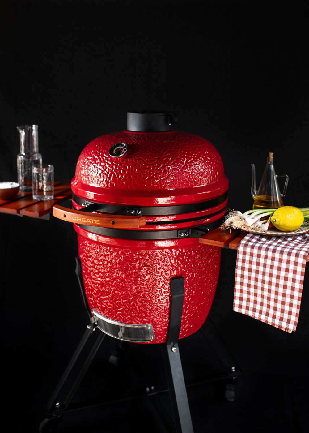 Barbecue Kamado - Barbecue Fumoir En Céramique - 21" - Rouge