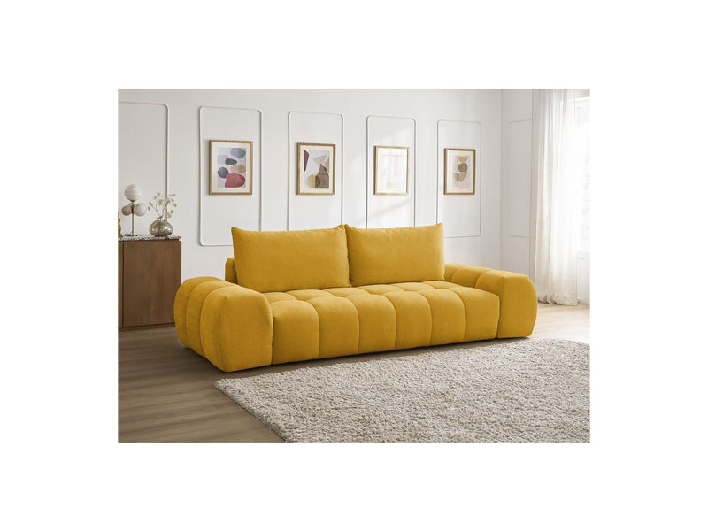 Canapé Droit Fixe 3 Places - Everest - Tissu Texturé - 2 Coussins