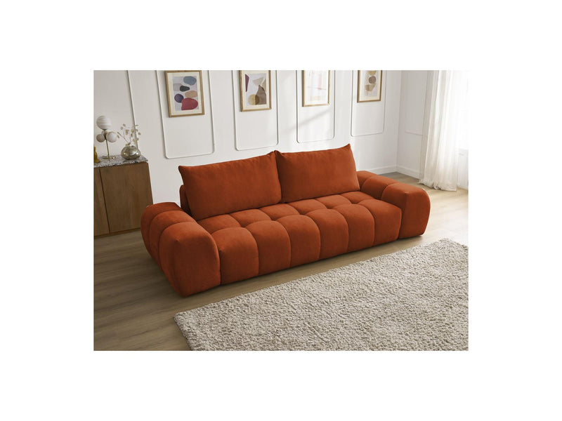 Canapé Droit Fixe 3 Places - Everest - Tissu Texturé - 2 Coussins