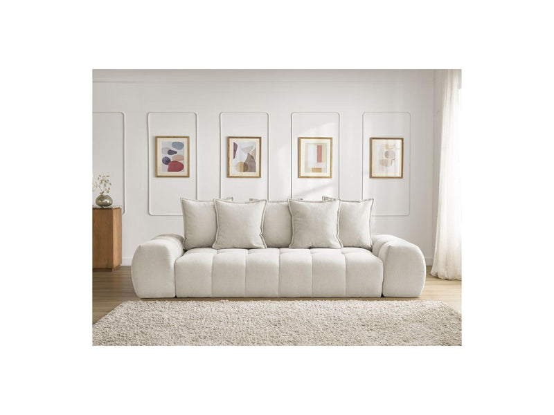 Canapé Droit Fixe 3 Places - Everest - Tissu Texturé - 5 Coussins