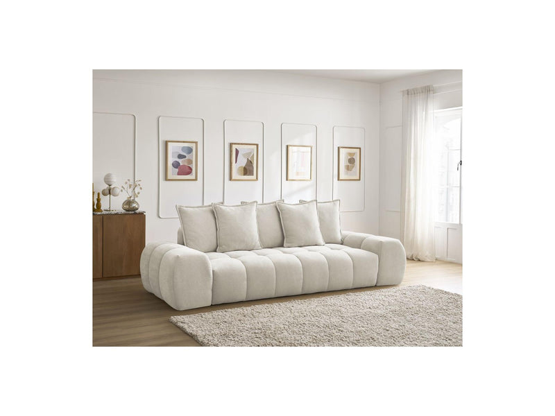 Canapé Droit Fixe 3 Places - Everest - Tissu Texturé - 5 Coussins