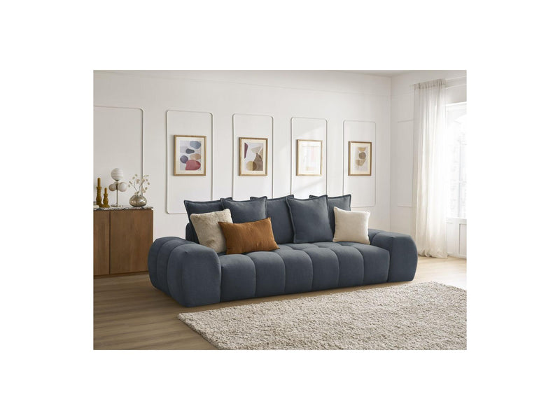 Canapé Droit Fixe 3 Places - Everest - Tissu Texturé - 5 Coussins