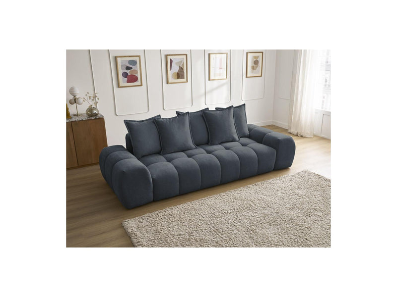 Canapé Droit Fixe 3 Places - Everest - Tissu Texturé - 5 Coussins