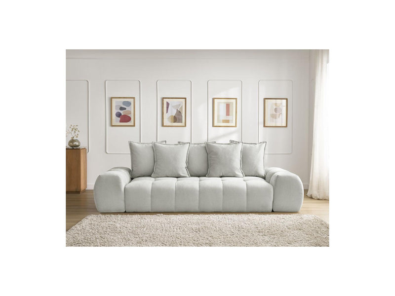 Canapé Droit Fixe 3 Places - Everest - Tissu Texturé - 5 Coussins