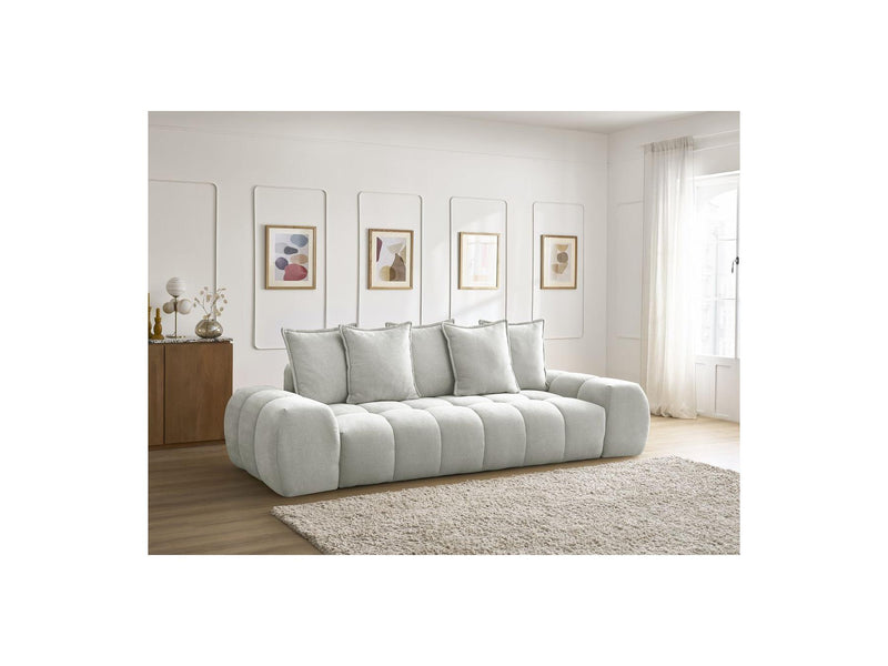 Canapé Droit Fixe 3 Places - Everest - Tissu Texturé - 5 Coussins