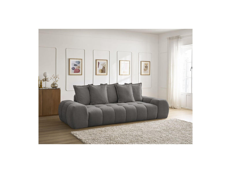 Canapé Droit Fixe 3 Places - Everest - Tissu Texturé - 5 Coussins