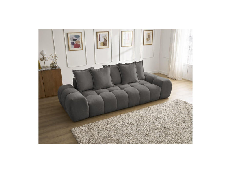 Canapé Droit Fixe 3 Places - Everest - Tissu Texturé - 5 Coussins