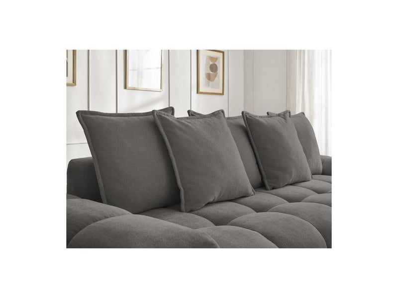 Canapé Droit Fixe 3 Places - Everest - Tissu Texturé - 5 Coussins