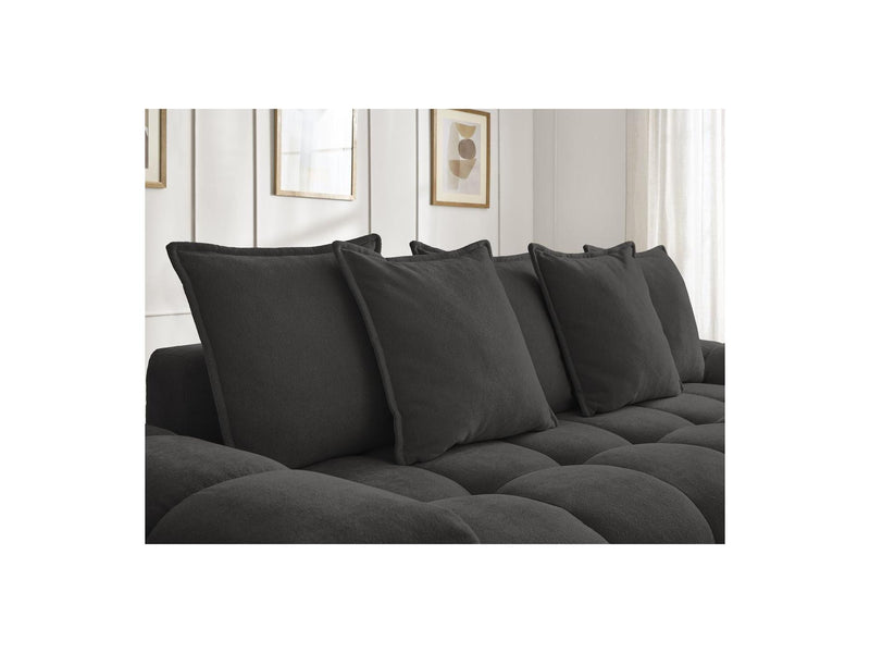 Canapé Droit Fixe 3 Places - Everest - Tissu Texturé - 5 Coussins