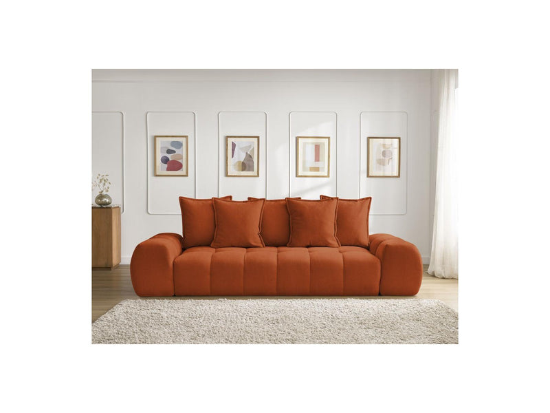 Canapé Droit Fixe 3 Places - Everest - Tissu Texturé - 5 Coussins