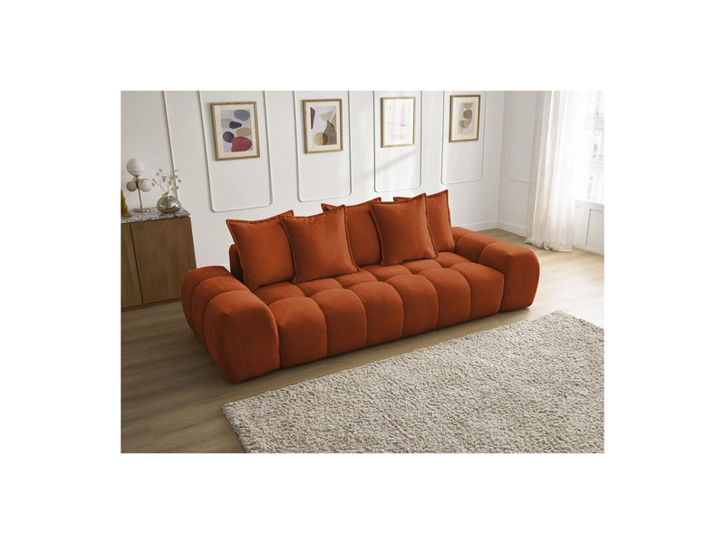 Canapé Droit Fixe 3 Places - Everest - Tissu Texturé - 5 Coussins