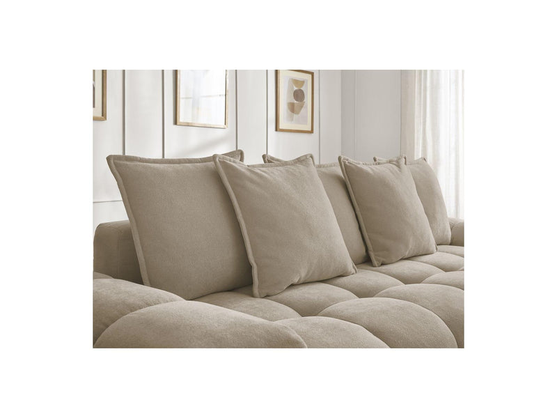 Canapé Droit Fixe 3 Places - Everest - Tissu Texturé - 5 Coussins