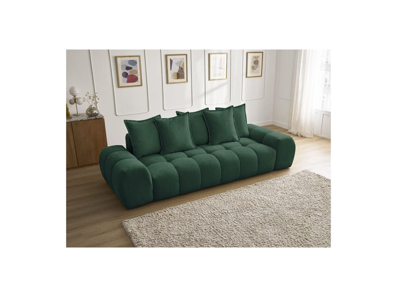 Canapé Droit Fixe 3 Places - Everest - Tissu Texturé - 5 Coussins