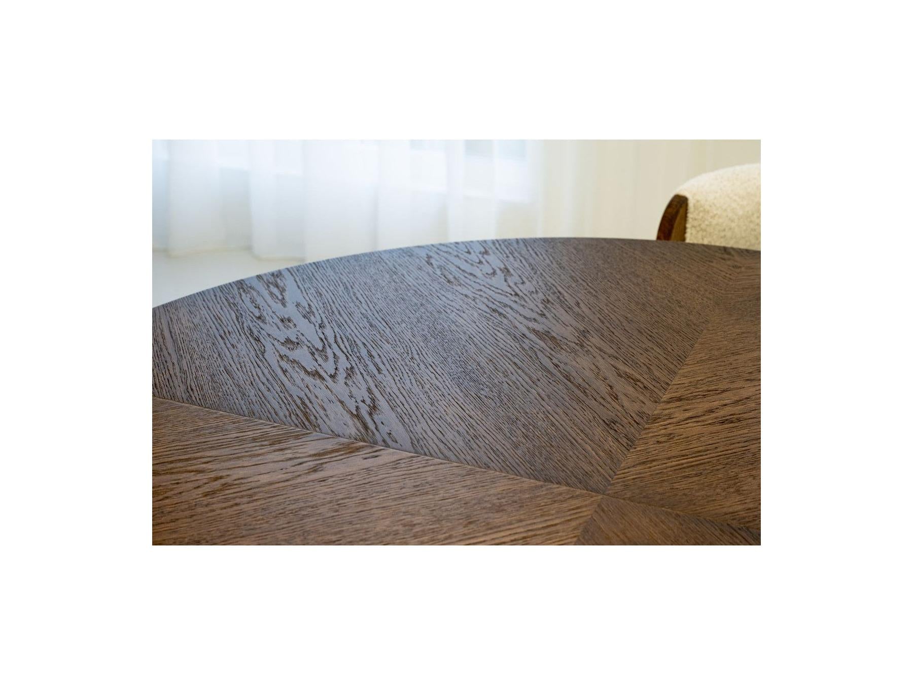 Sugiton - Set with Extendable Round Dining Table 130 to 180 cm + Set of Bastide Solid Oak Veneer Chairs - Set of 4 Chairs