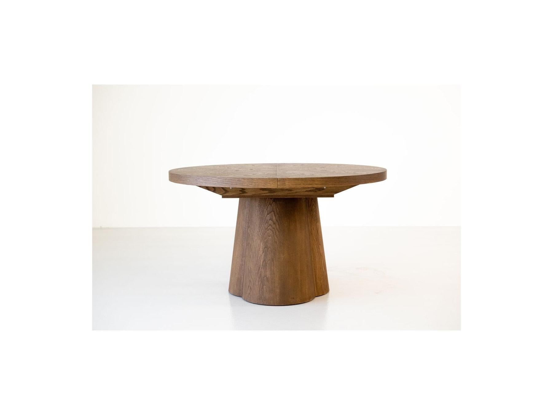 Sugiton - Set with Extendable Round Dining Table 130 to 180 cm + Set of Bastide Solid Oak Veneer Chairs - Set of 4 Chairs