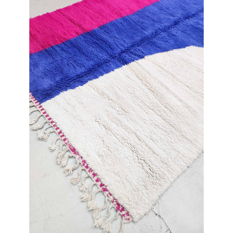 Tapis Berbère Marocain Beni Ouarain - Ecru À Motifs Colorés