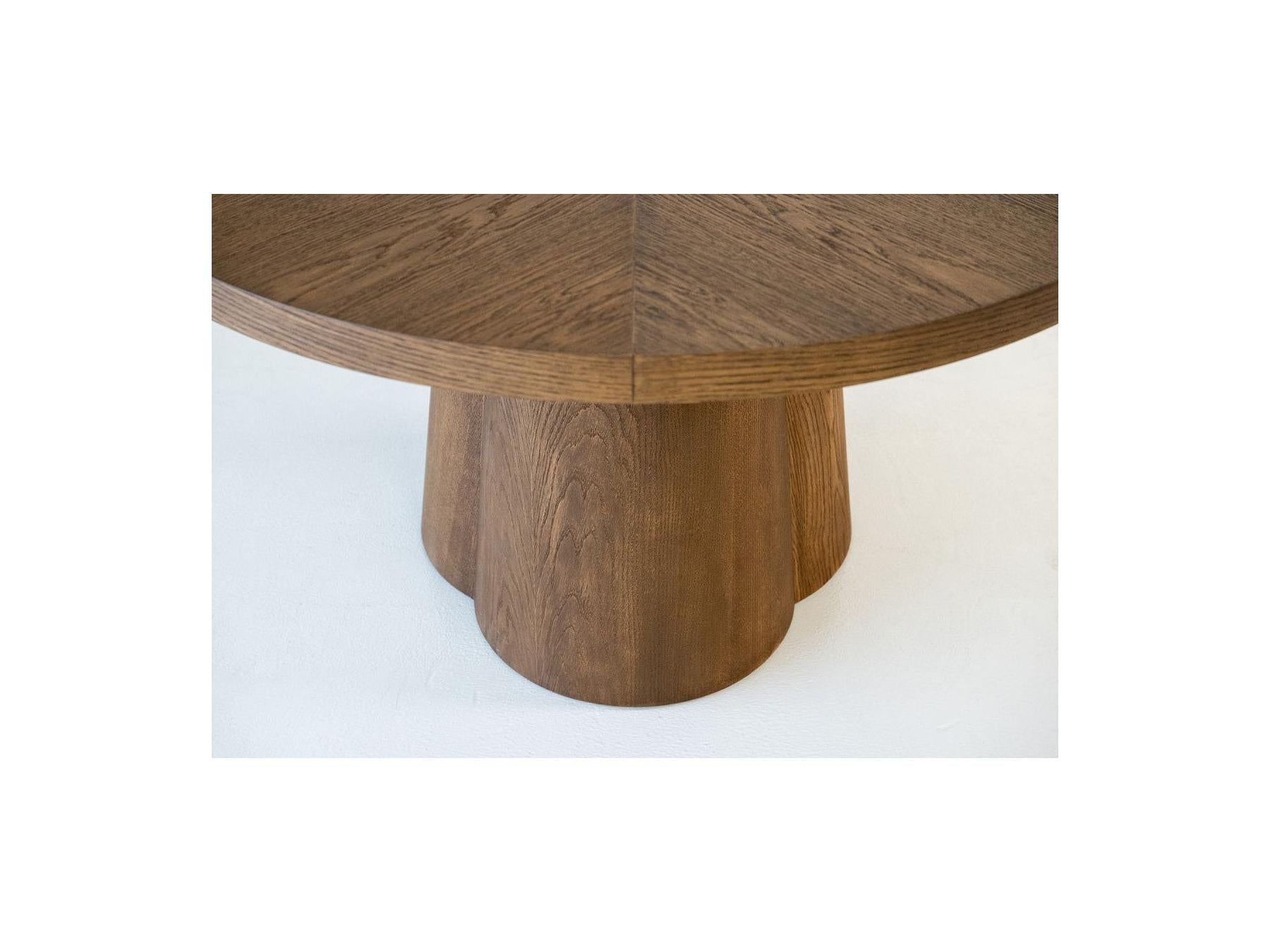 Sugiton - Table À Manger Ronde Extensible 130 À 180 Cm Placage Chêne Massif