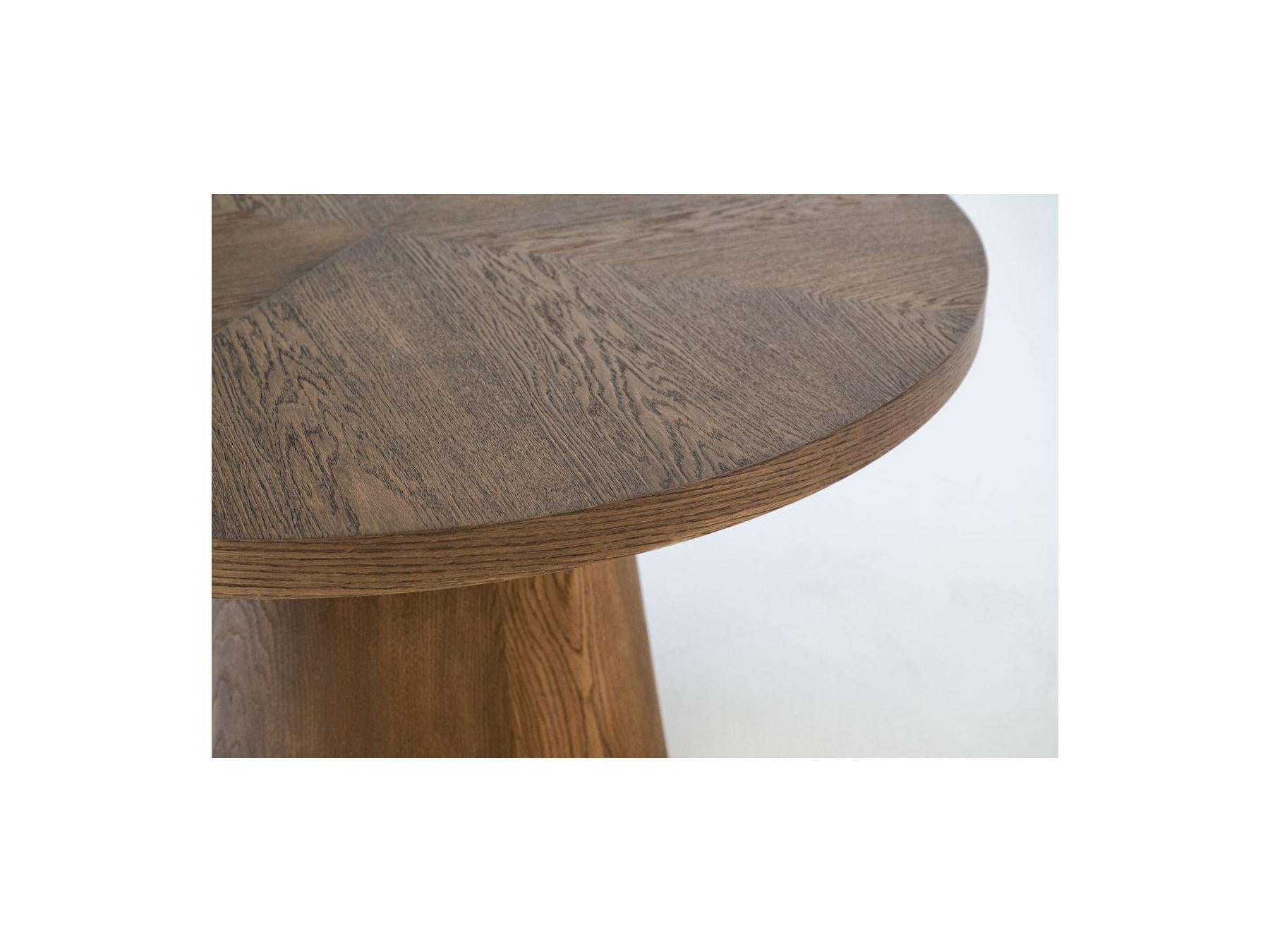 Sugiton - Table À Manger Ronde Extensible 130 À 180 Cm Placage Chêne Massif