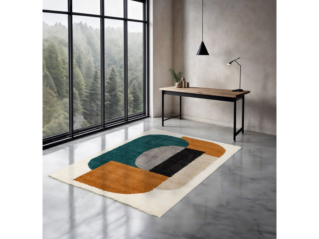 Ezio - Tapis Shaggy - Motif Abstrait - Orange