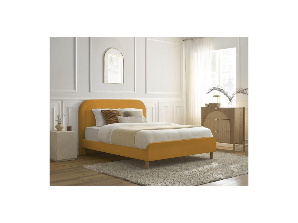 Cassiopee - Lit - Tissu Velours Avec Lattes Massives