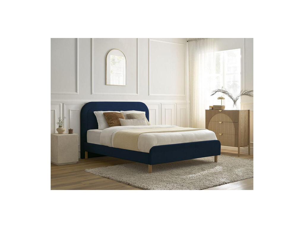 Cassiopee - Lit - Tissu Velours Avec Lattes Massives