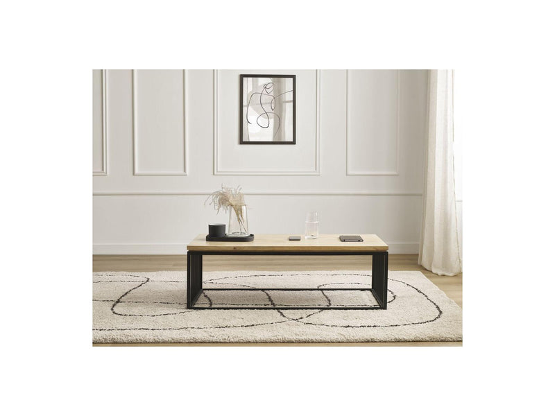 Rectangular Coffee Table - Martin - Solid Mango Wood and Metal