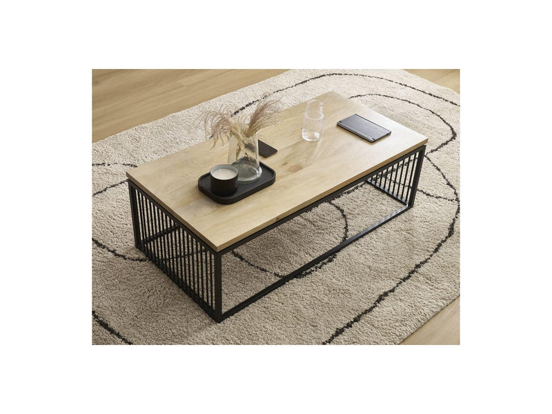 Rectangular Coffee Table - Martin - Solid Mango Wood and Metal