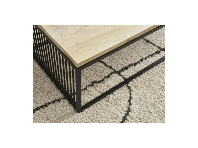 Rectangular Coffee Table - Martin - Solid Mango Wood and Metal