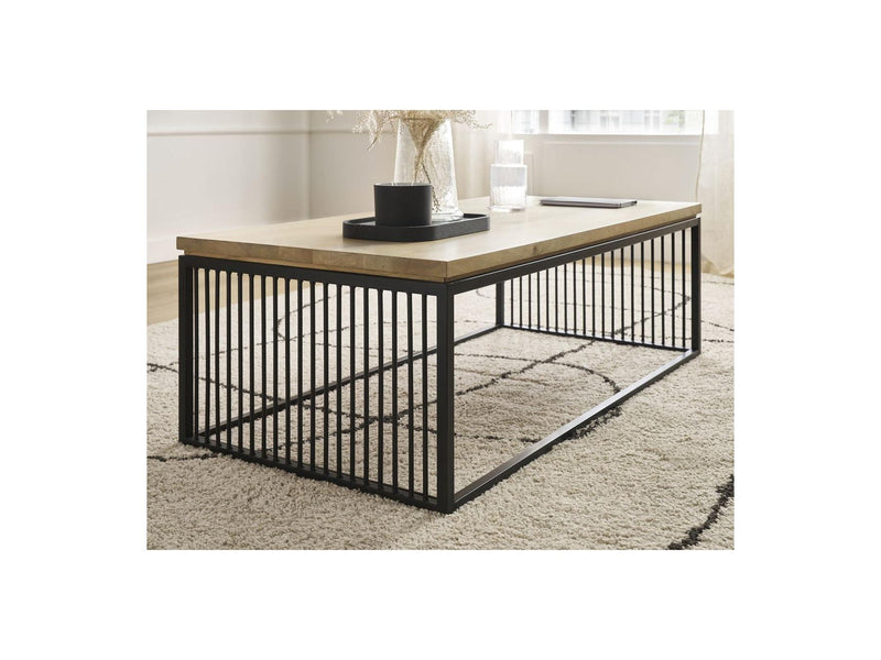 Rectangular Coffee Table - Martin - Solid Mango Wood and Metal