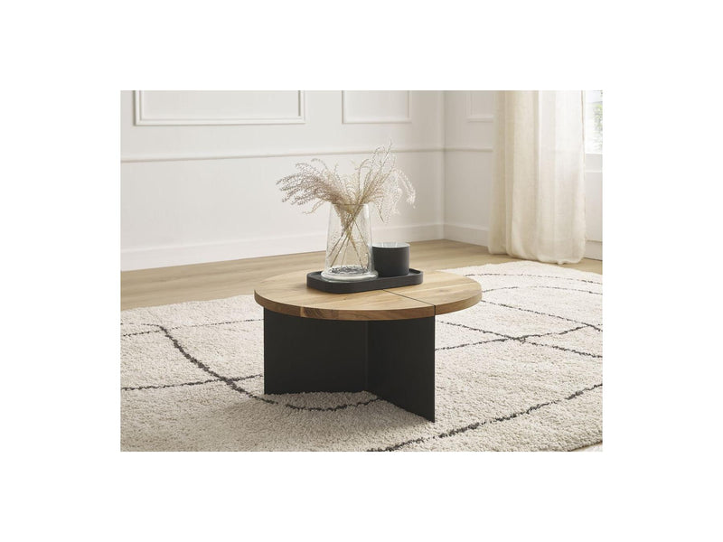 Martin - Round Coffee Table - Solid Mango Wood and Metal