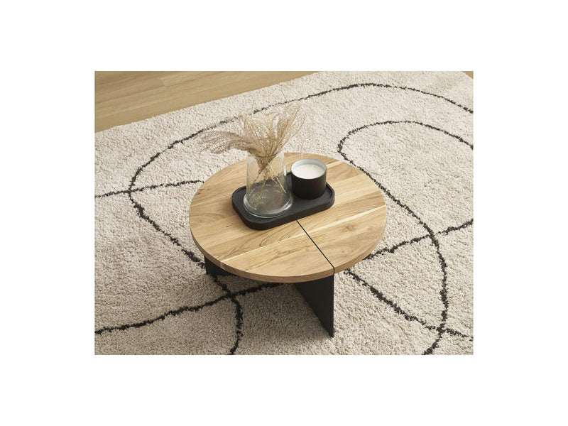 Martin - Round Coffee Table - Solid Mango Wood and Metal
