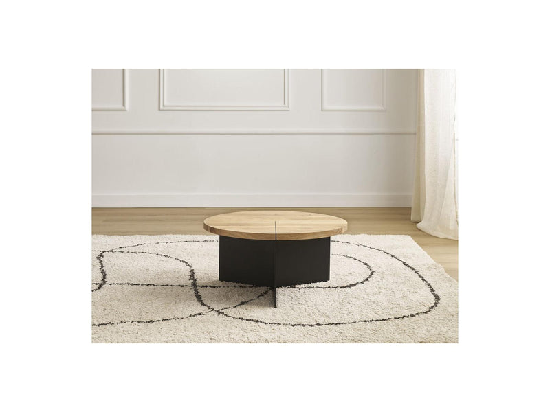 Martin - Round Coffee Table - Solid Mango Wood and Metal