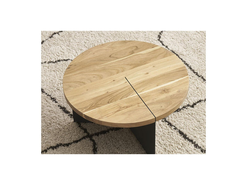 Martin - Round Coffee Table - Solid Mango Wood and Metal