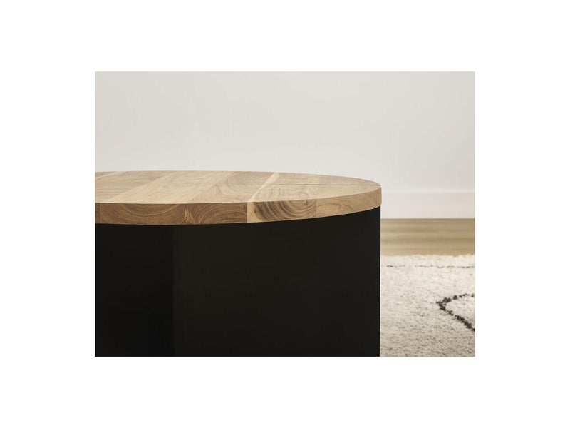 Martin - Round Coffee Table - Solid Mango Wood and Metal