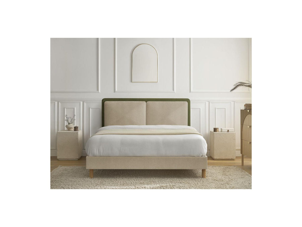Mara - Bed with Solid Slats - Two-Tone Textured Fabric